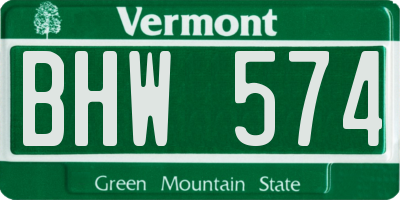 VT license plate BHW574