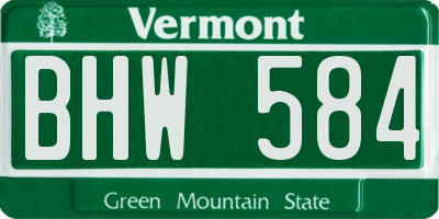 VT license plate BHW584