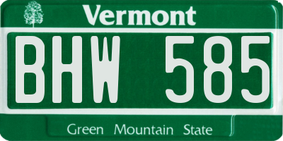 VT license plate BHW585