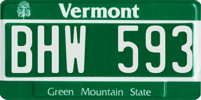 VT license plate BHW593
