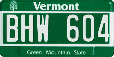 VT license plate BHW604