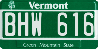 VT license plate BHW616