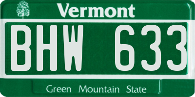 VT license plate BHW633