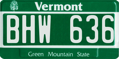 VT license plate BHW636