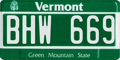 VT license plate BHW669