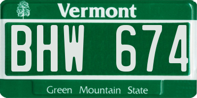 VT license plate BHW674