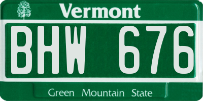 VT license plate BHW676