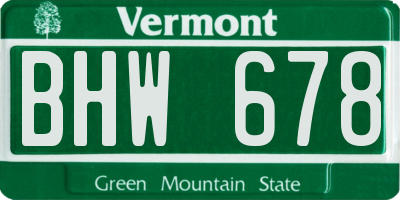 VT license plate BHW678