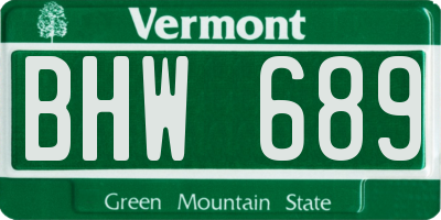 VT license plate BHW689