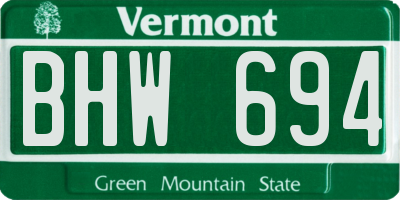 VT license plate BHW694
