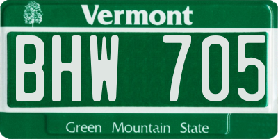 VT license plate BHW705