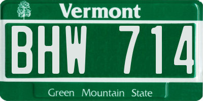 VT license plate BHW714