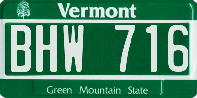 VT license plate BHW716