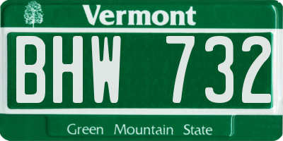 VT license plate BHW732