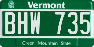 VT license plate BHW735