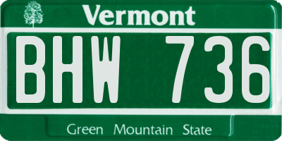 VT license plate BHW736