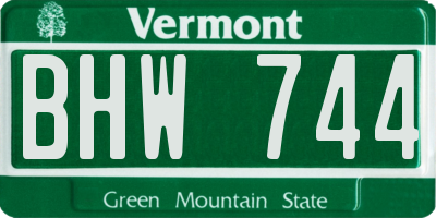 VT license plate BHW744