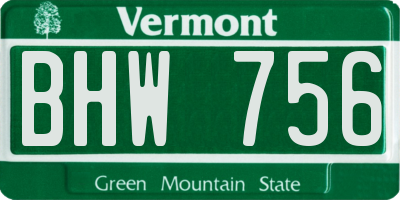 VT license plate BHW756