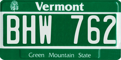 VT license plate BHW762