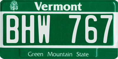 VT license plate BHW767