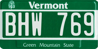 VT license plate BHW769