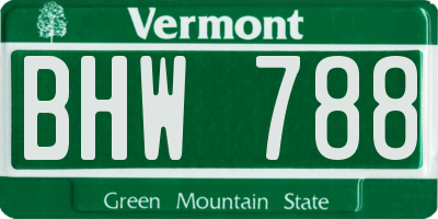 VT license plate BHW788