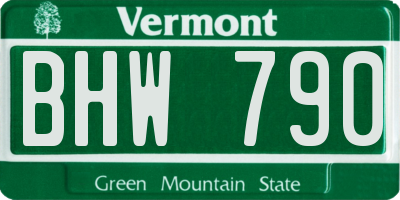 VT license plate BHW790