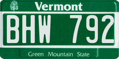 VT license plate BHW792