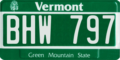 VT license plate BHW797