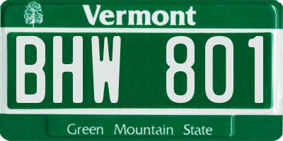 VT license plate BHW801