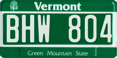 VT license plate BHW804