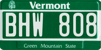 VT license plate BHW808