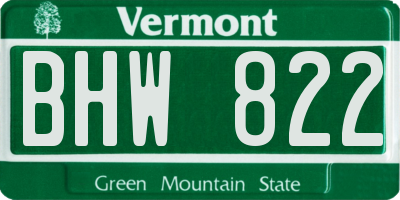 VT license plate BHW822