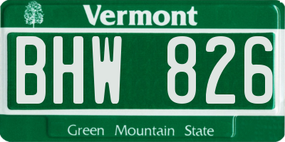 VT license plate BHW826
