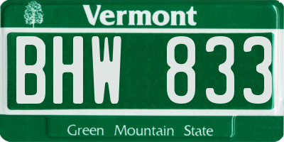 VT license plate BHW833