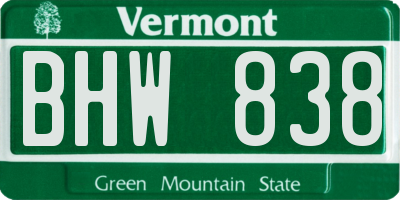 VT license plate BHW838