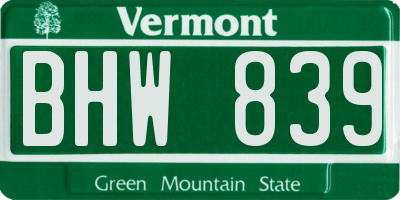 VT license plate BHW839