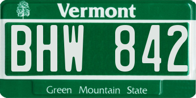 VT license plate BHW842