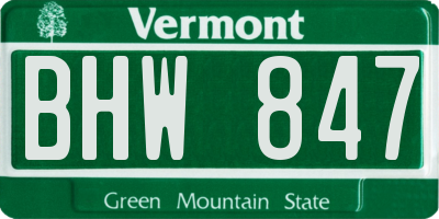 VT license plate BHW847