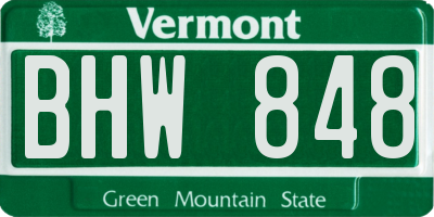 VT license plate BHW848