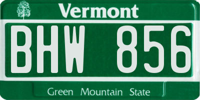 VT license plate BHW856