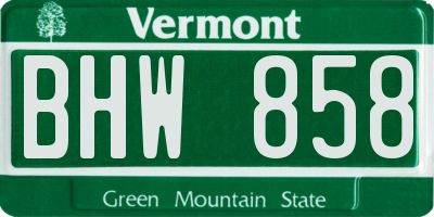 VT license plate BHW858