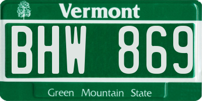 VT license plate BHW869
