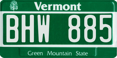 VT license plate BHW885