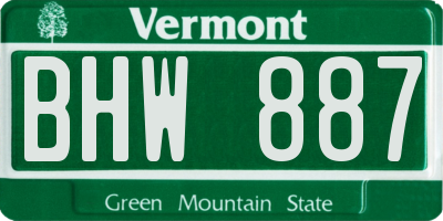 VT license plate BHW887