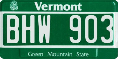 VT license plate BHW903