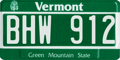 VT license plate BHW912