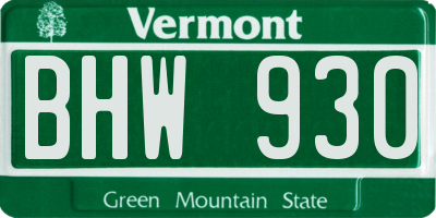 VT license plate BHW930