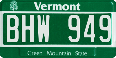 VT license plate BHW949