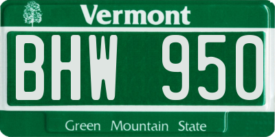 VT license plate BHW950